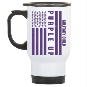 Military Child Purple UP US American Flag Stainless Steel Travel Mug