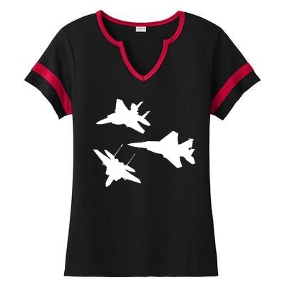 Military Fighter Jets Ladies Halftime Notch Neck Tee