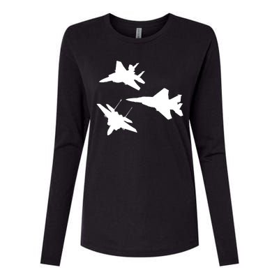 Military Fighter Jets Womens Cotton Relaxed Long Sleeve T-Shirt