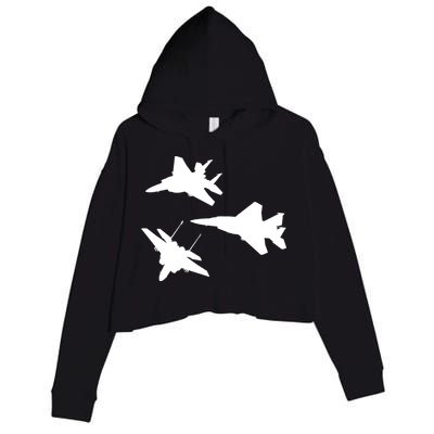 Military Fighter Jets Crop Fleece Hoodie