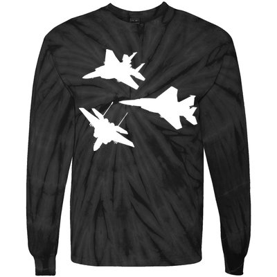 Military Fighter Jets Tie-Dye Long Sleeve Shirt