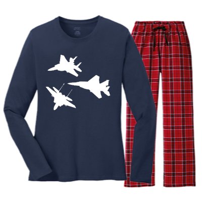 Military Fighter Jets Women's Long Sleeve Flannel Pajama Set 