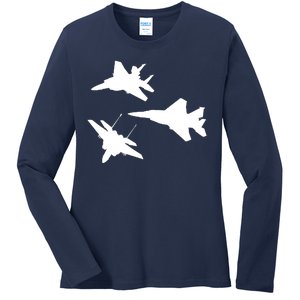 Military Fighter Jets Ladies Long Sleeve Shirt