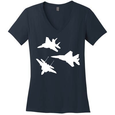 Military Fighter Jets Women's V-Neck T-Shirt