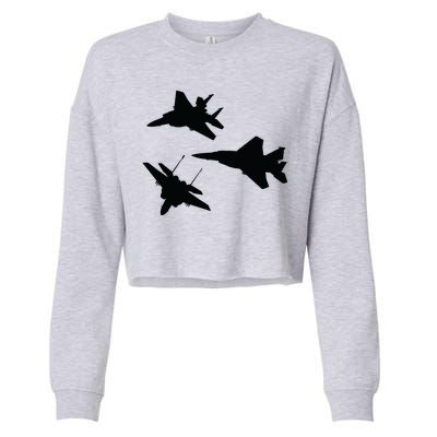 Military Fighter Jets Cropped Pullover Crew