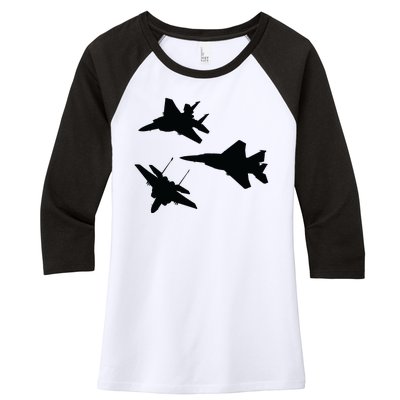 Military Fighter Jets Women's Tri-Blend 3/4-Sleeve Raglan Shirt