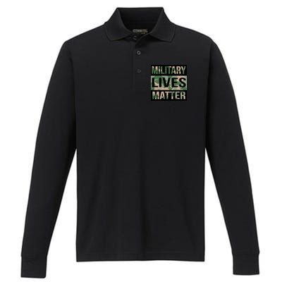 Military Lives Matter Performance Long Sleeve Polo