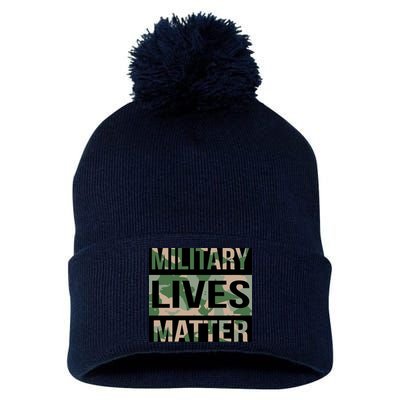 Military Lives Matter Pom Pom 12in Knit Beanie