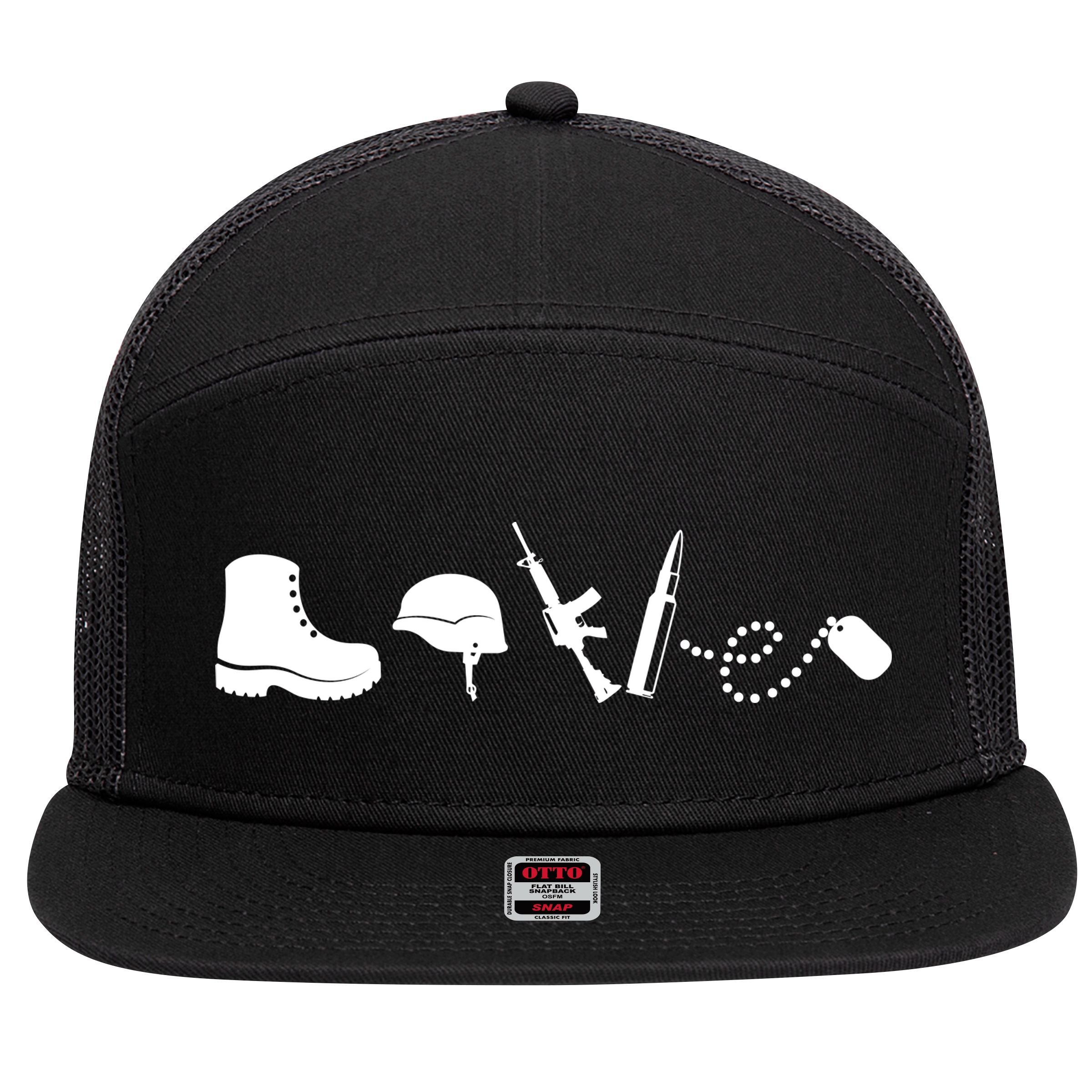 Military Love 7 Panel Mesh Trucker Snapback Hat