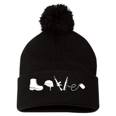Military Love Pom Pom 12in Knit Beanie
