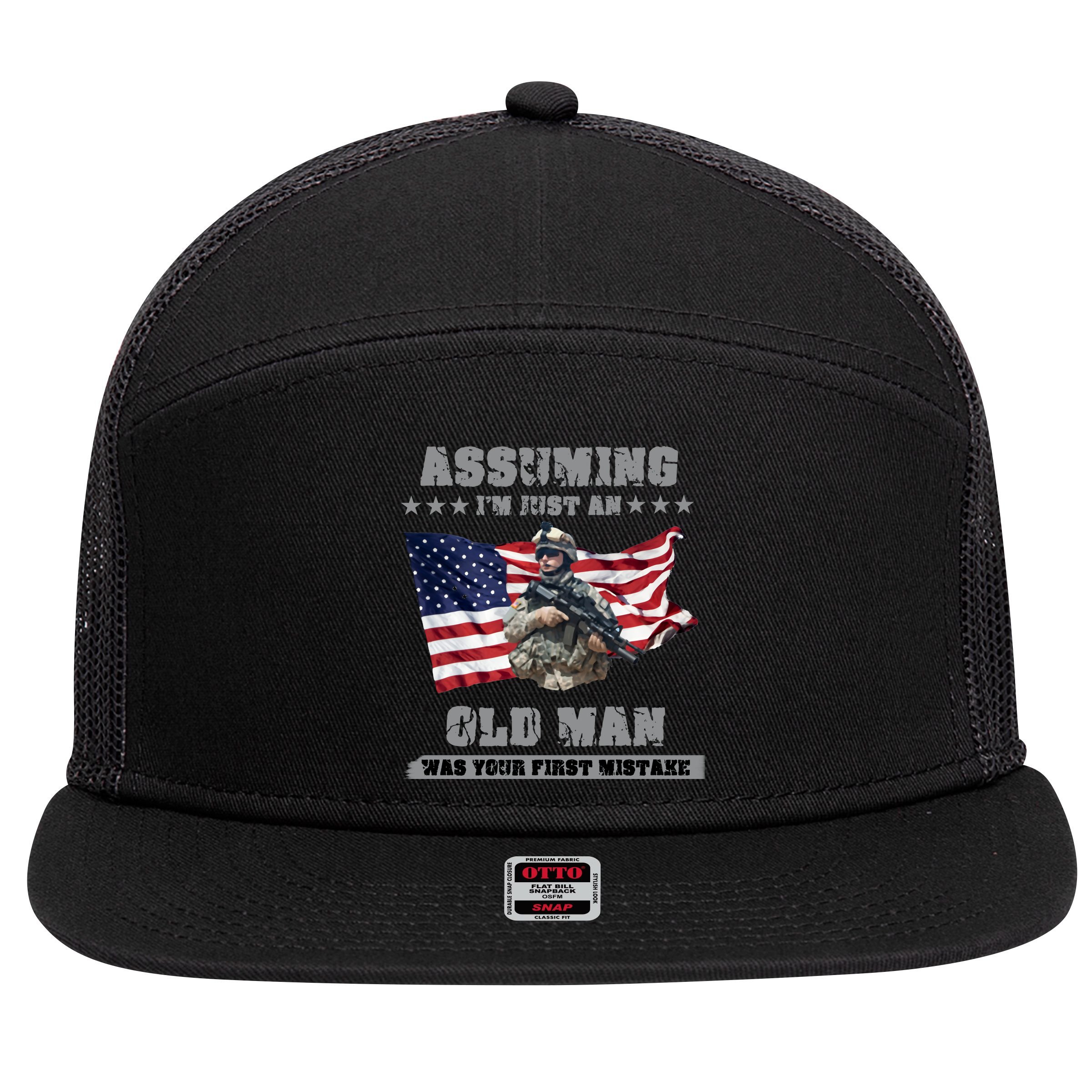 Military man shit 7 Panel Mesh Trucker Snapback Hat