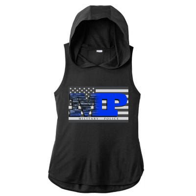 Military Police MP Flag Ladies PosiCharge Tri-Blend Wicking Draft Hoodie Tank