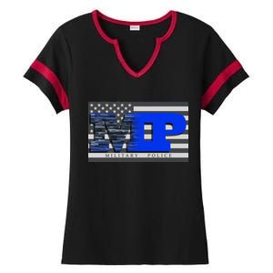 Military Police MP Flag Ladies Halftime Notch Neck Tee