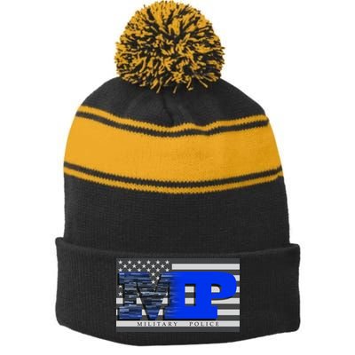 Military Police MP Flag Stripe Pom Pom Beanie