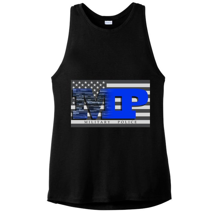 Military Police MP Flag Ladies PosiCharge Tri-Blend Wicking Tank