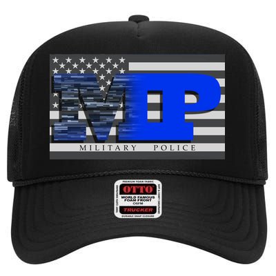 Military Police MP Flag High Crown Mesh Back Trucker Hat