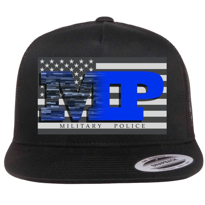 Military Police MP Flag Flat Bill Trucker Hat