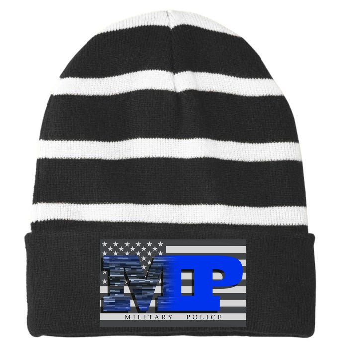 Military Police MP Flag Striped Beanie with Solid Band