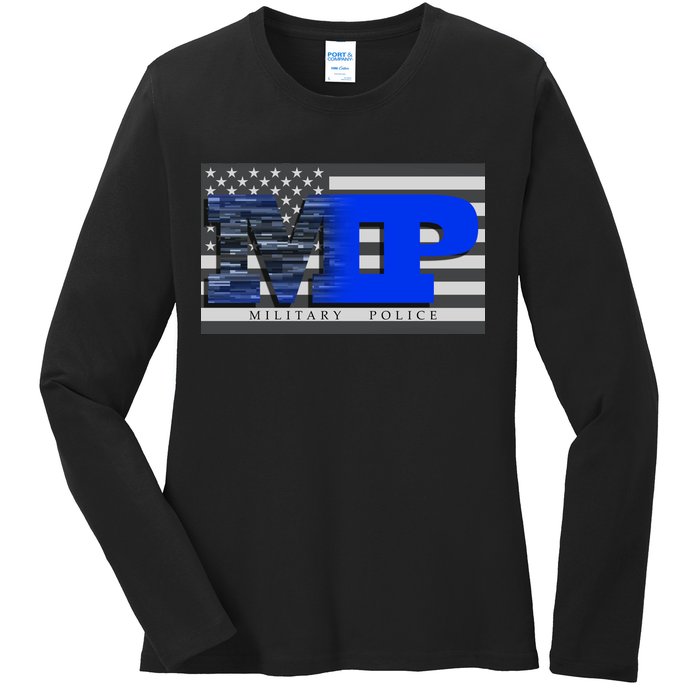 Military Police MP Flag Ladies Long Sleeve Shirt