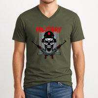 Military Skeleton V-Neck T-Shirt