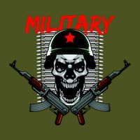 Military Skeleton V-Neck T-Shirt