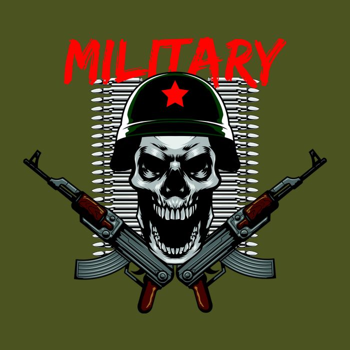 Military Skeleton V-Neck T-Shirt