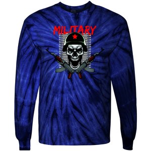 Military Skeleton Tie-Dye Long Sleeve Shirt