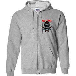 Military Skeleton Full Zip Hoodie