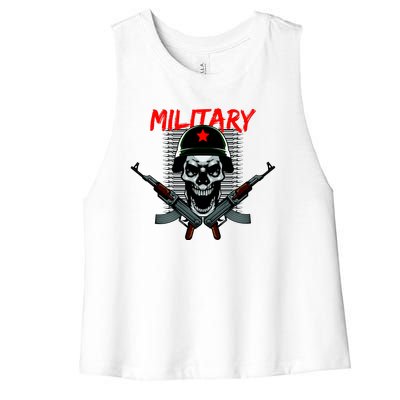 Military Skeleton Women's Racerback Cropped Tank