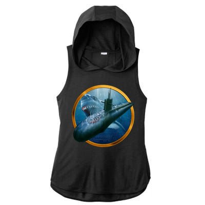 Military Submarine Shark Ladies PosiCharge Tri-Blend Wicking Draft Hoodie Tank