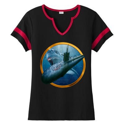 Military Submarine Shark Ladies Halftime Notch Neck Tee