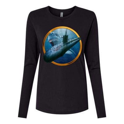 Military Submarine Shark Womens Cotton Relaxed Long Sleeve T-Shirt