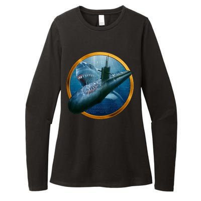 Military Submarine Shark Womens CVC Long Sleeve Shirt