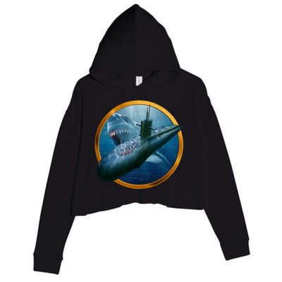 Military Submarine Shark Crop Fleece Hoodie