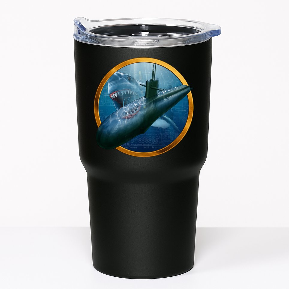 Military Submarine Shark Tumbler