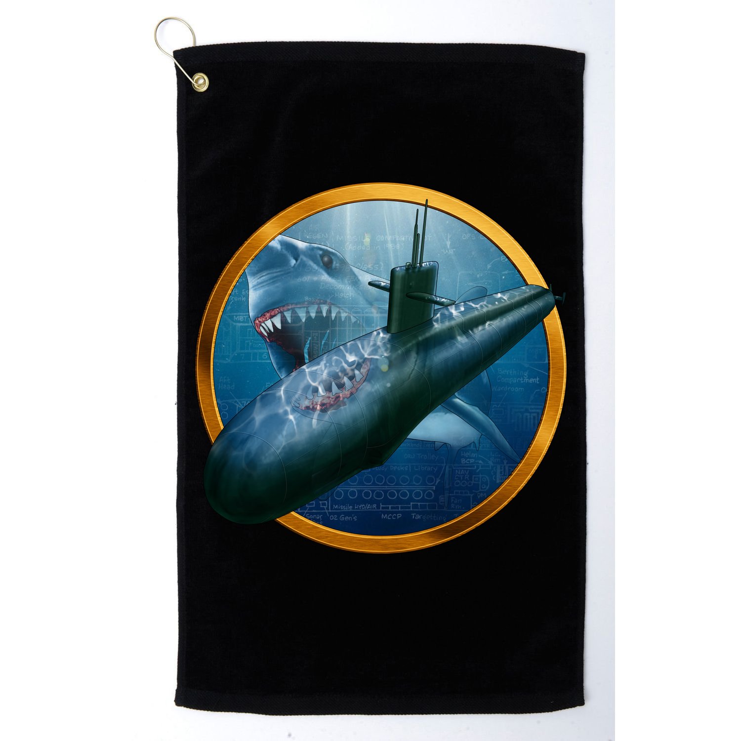Military Submarine Shark Golf Towel