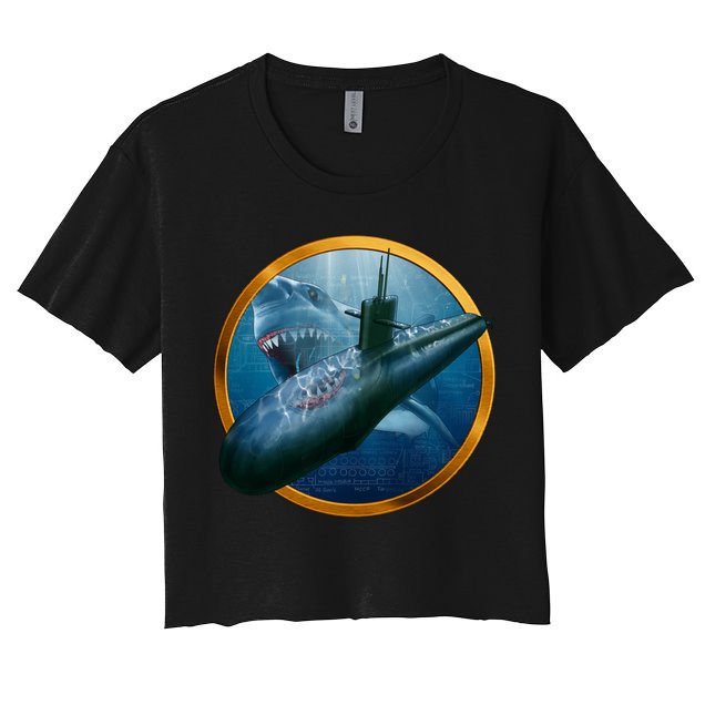 Military Submarine Shark Crop Top