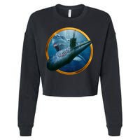 Military Submarine Shark Cropped Pullover Crew