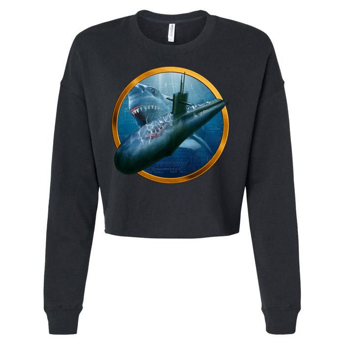 Military Submarine Shark Cropped Pullover Crew
