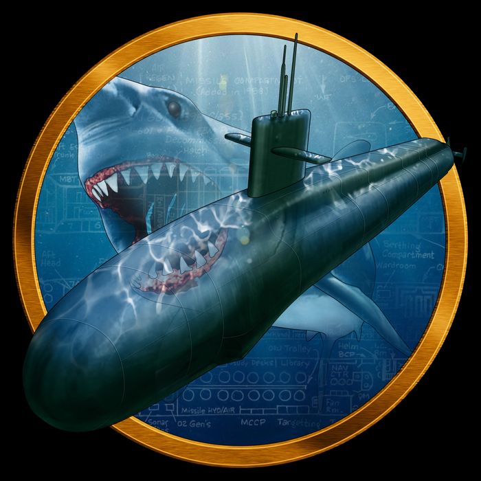 Military Submarine Shark Cropped Pullover Crew