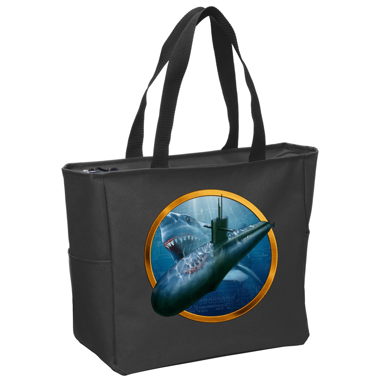 Military Submarine Shark Zip Tote Bag
