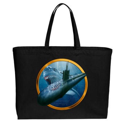 Military Submarine Shark Cotton Canvas Jumbo Tote