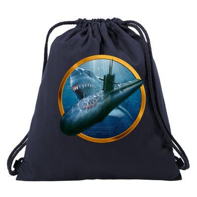 Military Submarine Shark Drawstring Bag