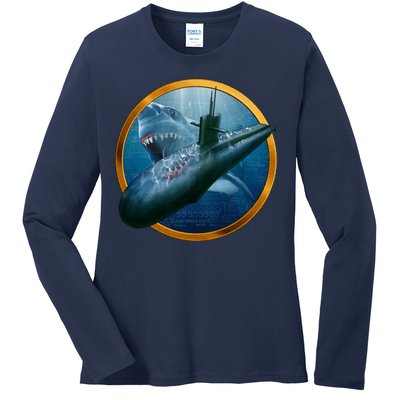 Military Submarine Shark Ladies Long Sleeve Shirt