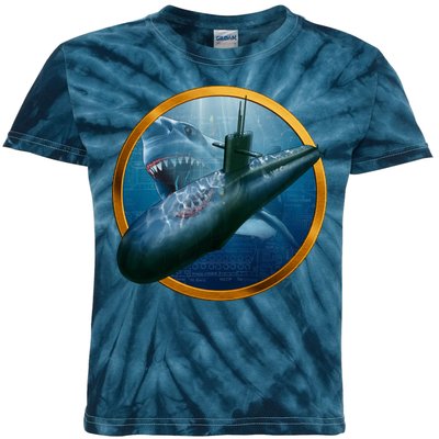 Military Submarine Shark Kids Tie-Dye T-Shirt