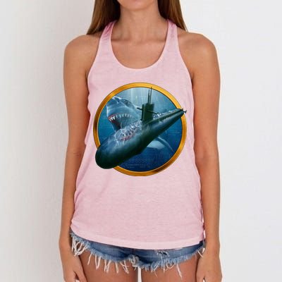 Military Submarine Shark Women's Knotted Racerback Tank