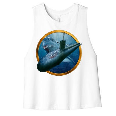 Military Submarine Shark Women's Racerback Cropped Tank