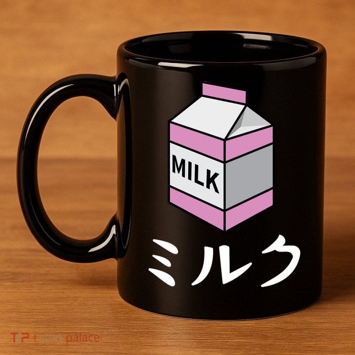 MILK 11oz C Handle Ceramic Mug