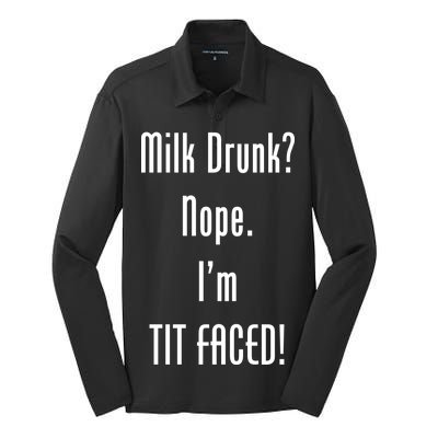 Milk Drunk Nope I'm Tit Faced Silk Touch Performance Long Sleeve Polo