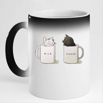 Milk N Coffee Kitties 11oz Black Color Changing Mug